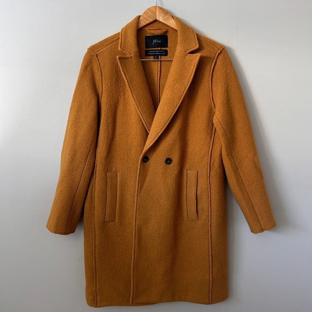 J Crew Jacket Womens 12 Mustard Yellow Daphne‎ Topcoat Italian Boiled Wool Coat